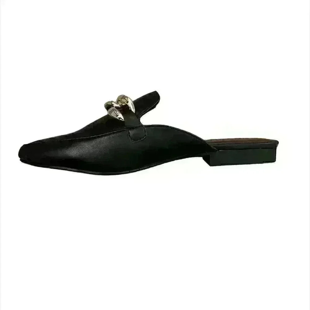 Metallic Chain Black Mules - Picture 2 of 4